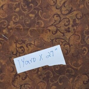 Brown‎ Swirl Fabric Piece 1 Yard x 27" Sewing Quilting Material